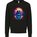 Retrowave Frog in a Sunset Mens Sweatshirt Jumper Black