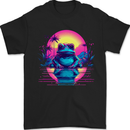 Retrowave Frog in a Sunset Mens T-Shirt 100% Cotton Black