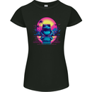Retrowave Frog in a Sunset Womens Petite Cut T-Shirt Black