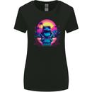 Retrowave Frog in a Sunset Womens Wider Cut T-Shirt Black