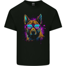 Retrowave German Shepherd Dog Kids T-Shirt Childrens Black