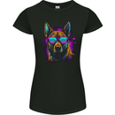 Retrowave German Shepherd Dog Womens Petite Cut T-Shirt Black