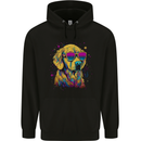 Retrowave Golden Retriever Dog Mens 80% Cotton Hoodie Black