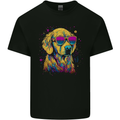 Retrowave Golden Retriever Dog Mens Cotton T-Shirt Tee Top Black