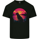 Retrowave Golden Retriever Dog Mens Cotton T-Shirt Tee Top Black