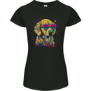 Retrowave Golden Retriever Dog Womens Petite Cut T-Shirt Black