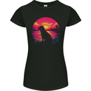 Retrowave Golden Retriever Dog Womens Petite Cut T-Shirt Black