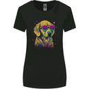 Retrowave Golden Retriever Dog Womens Wider Cut T-Shirt Black