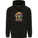 Retrowave Golden Retriever Mens 80% Cotton Hoodie Black