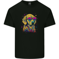 Retrowave Golden Retriever Mens Cotton T-Shirt Tee Top Black