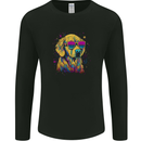 Retrowave Golden Retriever Mens Long Sleeve T-Shirt Black