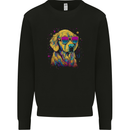 Retrowave Golden Retriever Mens Sweatshirt Jumper Black