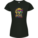 Retrowave Golden Retriever Womens Petite Cut T-Shirt Black