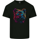 Retrowave Yorkshire Terrier Dog Mens Cotton T-Shirt Tee Top Black