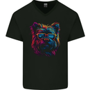 Retrowave Yorkshire Terrier Dog Mens V-Neck Cotton T-Shirt Black