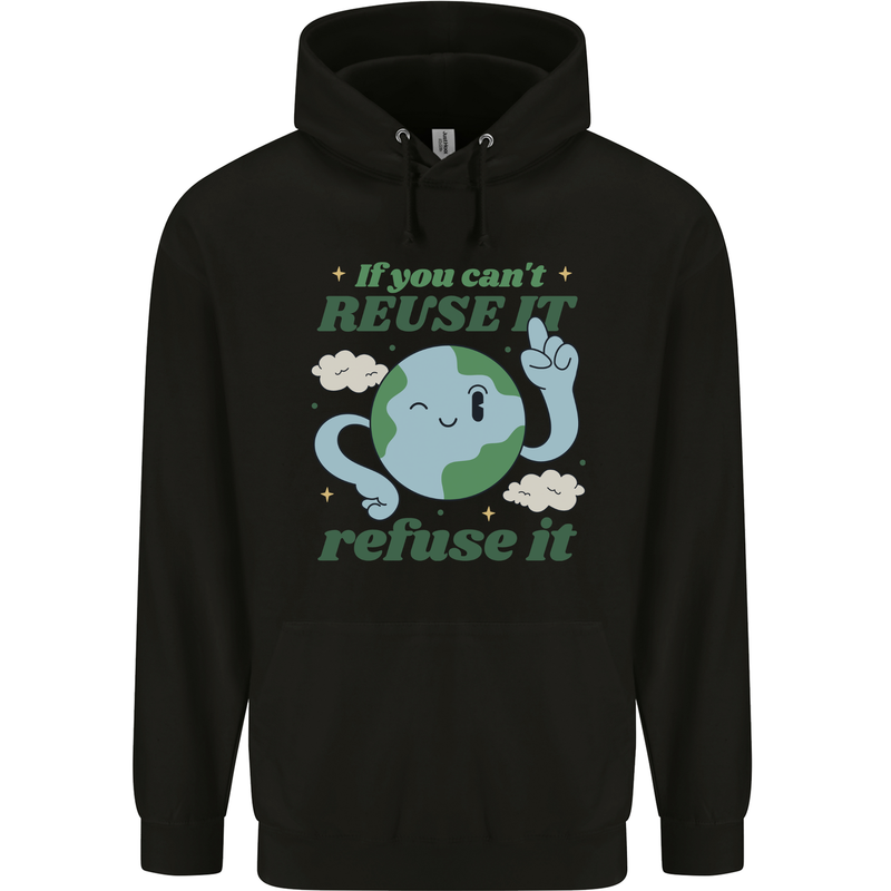 Reuse It Recycle Climate Change Environment Mens 80% Cotton Hoodie Black