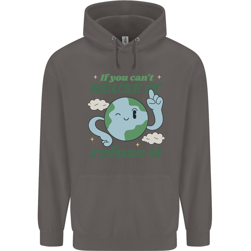 Reuse It Recycle Climate Change Environment Mens 80% Cotton Hoodie Charcoal