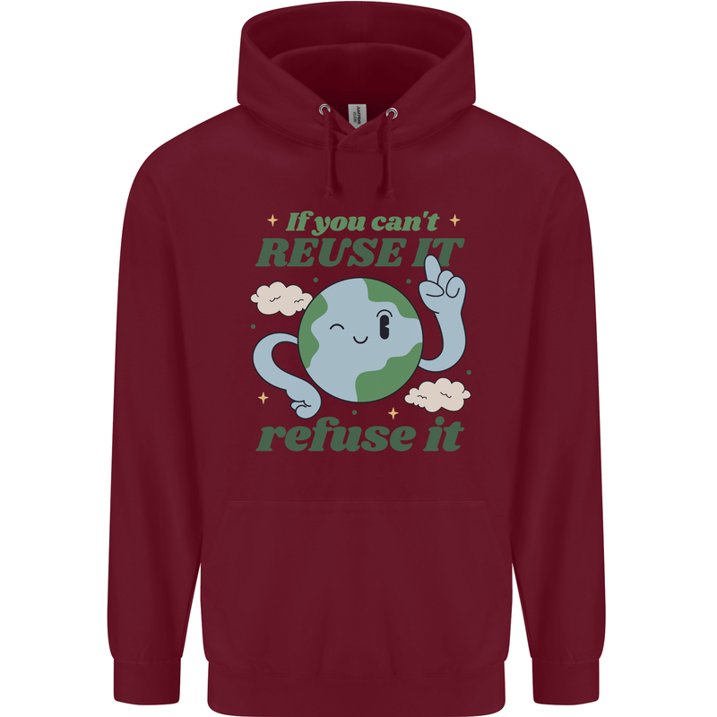 Reuse It Recycle Climate Change Environment Mens 80% Cotton Hoodie Maroon