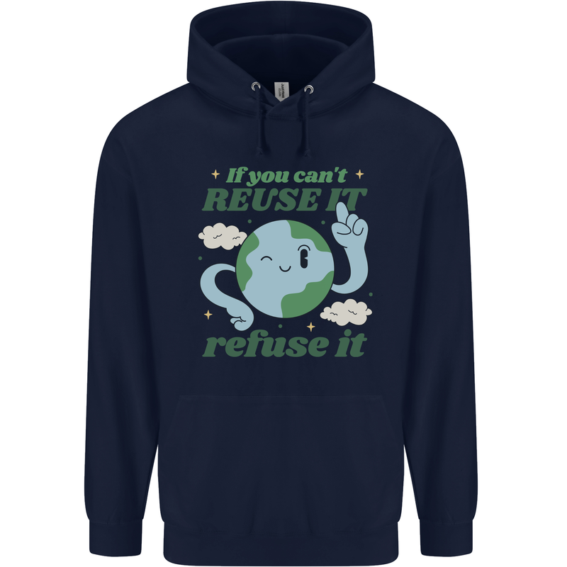 Reuse It Recycle Climate Change Environment Mens 80% Cotton Hoodie Navy Blue