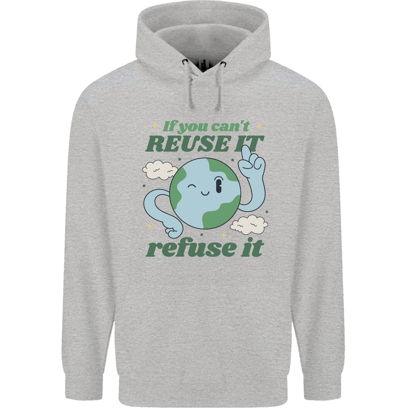 Reuse It Recycle Climate Change Environment Mens 80% Cotton Hoodie Sports Grey