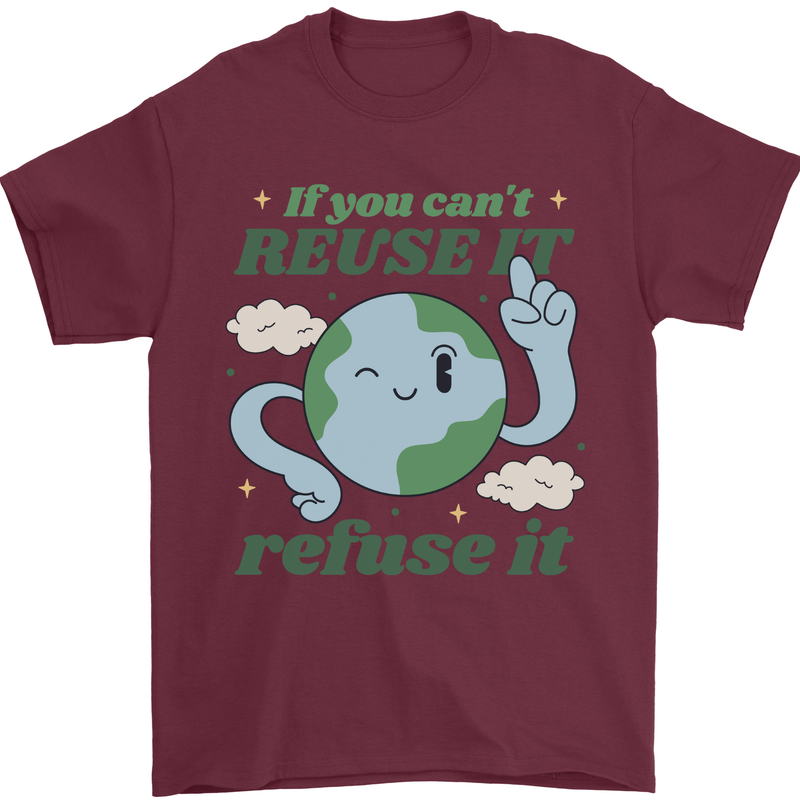 Reuse It Recycle Climate Change Environment Mens T-Shirt 100% Cotton Maroon