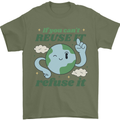 Reuse It Recycle Climate Change Environment Mens T-Shirt 100% Cotton Military Green