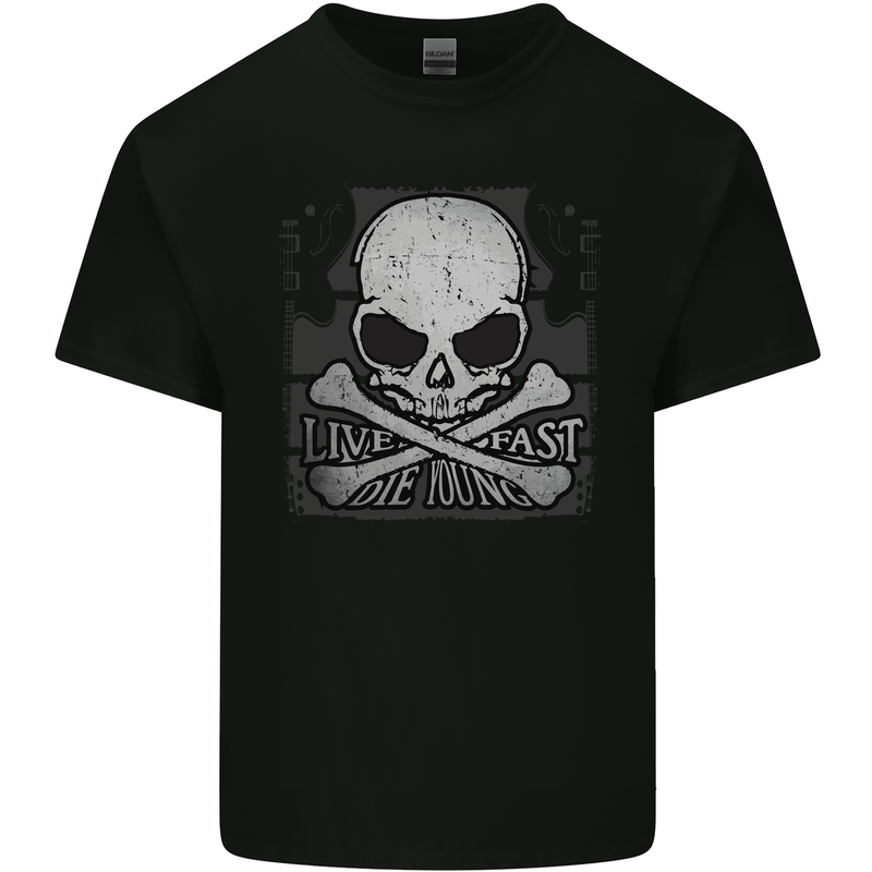 Ride Fast Biker Skull Motorcycle Guitars Rock Kids T-Shirt Childrens Black