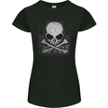 Ride Fast Biker Skull Motorcycle Guitars Rock Womens Petite Cut T-Shirt Black