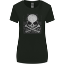 Ride Fast Biker Skull Motorcycle Guitars Rock Womens Wider Cut T-Shirt Black