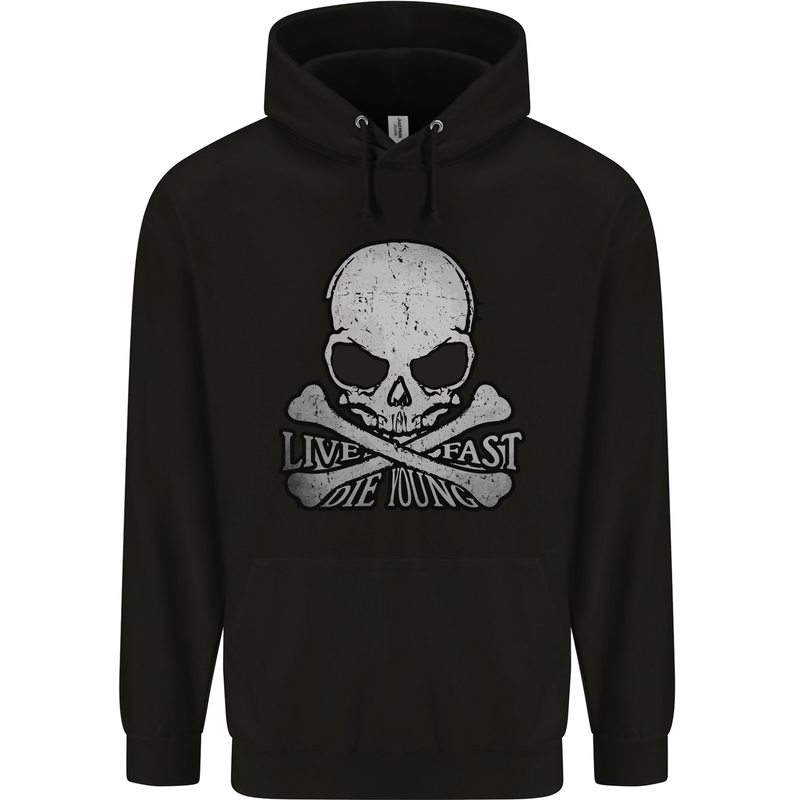 Ride Fast Biker Skull Motorcycle Motorbike Childrens Kids Hoodie Black