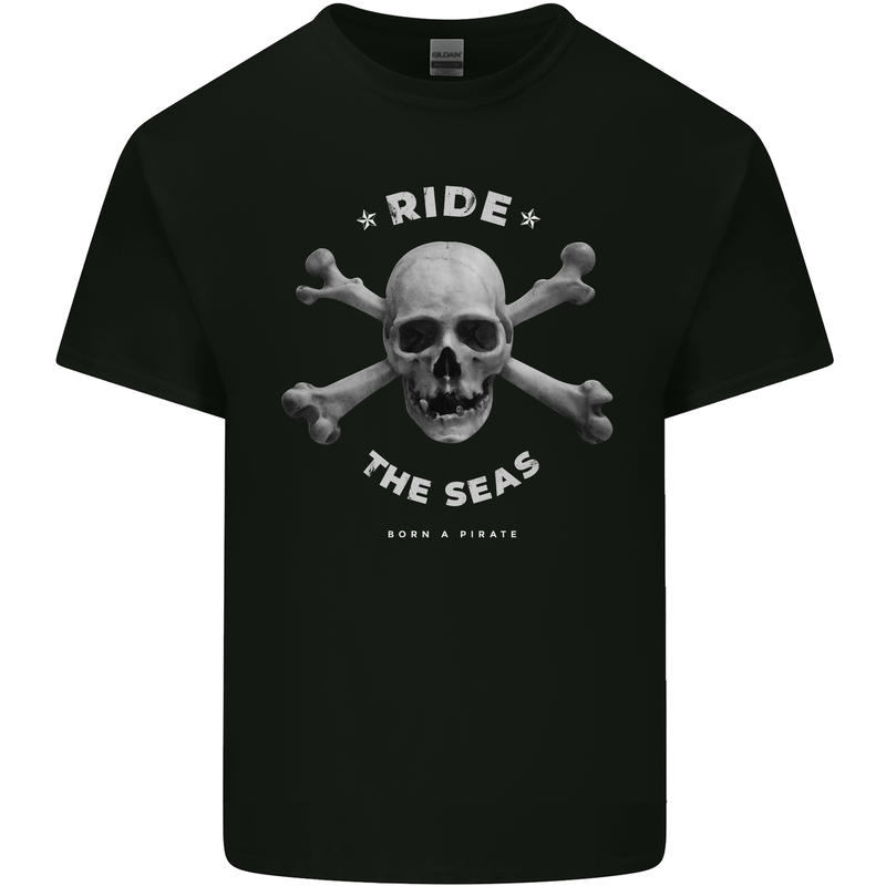 Ride the Seas Jolly Roger Skull Pirates Sailing Kids T-Shirt Childrens Black