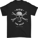 Ride the Seas Jolly Roger Skull Pirates Sailing Mens T-Shirt 100% Cotton Black