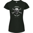 Ride the Seas Jolly Roger Skull Pirates Sailing Womens Petite Cut T-Shirt Black