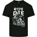 Ride to Die Grim Reaper Biker Bicycle Skull Kids T-Shirt Childrens Black
