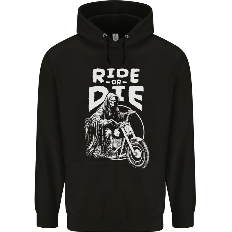 Ride to Die Grim Reaper Biker Bicycle Skull Mens 80% Cotton Hoodie Black