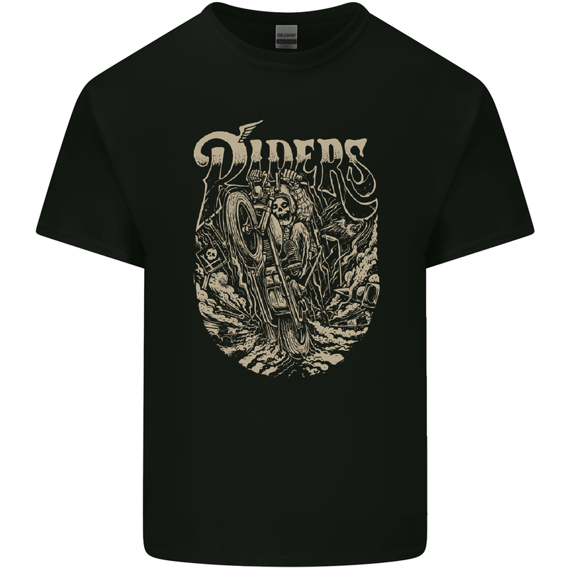 Riders Skull Biker Motorbike Motorcycle Kids T-Shirt Childrens Black