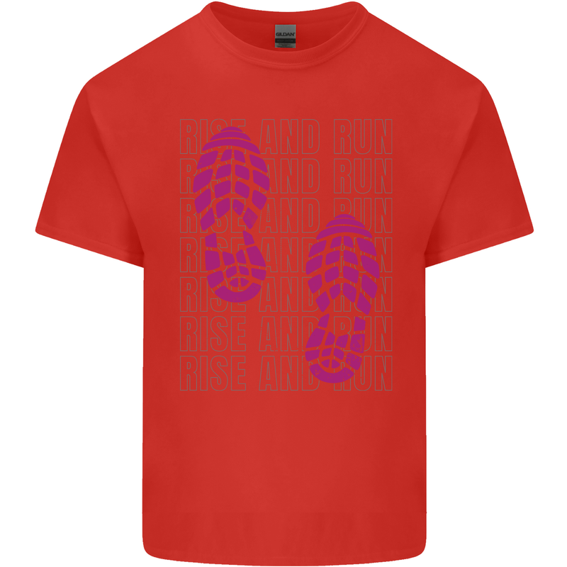 Rise & Run Running Cross Country Marathon Runner Kids T-Shirt Childrens Red