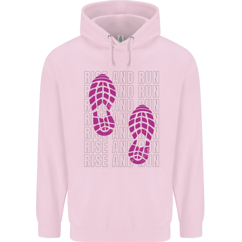 Rise & Run Running Cross Country Marathon Runner Mens 80% Cotton Hoodie Light Pink