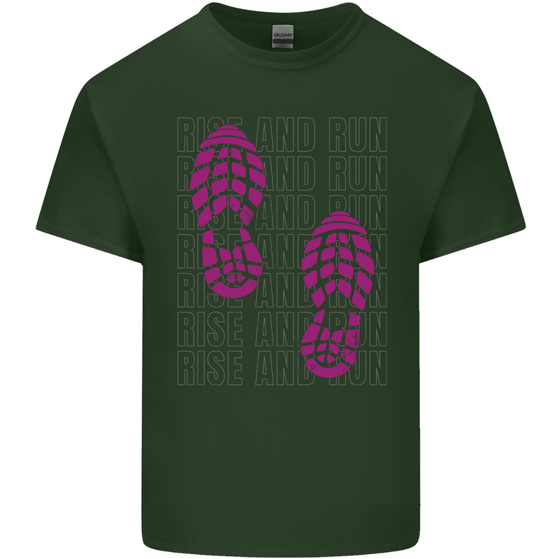 Rise & Run Running Cross Country Marathon Runner Mens Cotton T-Shirt Tee Top Forest Green