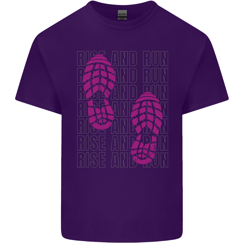 Rise & Run Running Cross Country Marathon Runner Mens Cotton T-Shirt Tee Top Purple