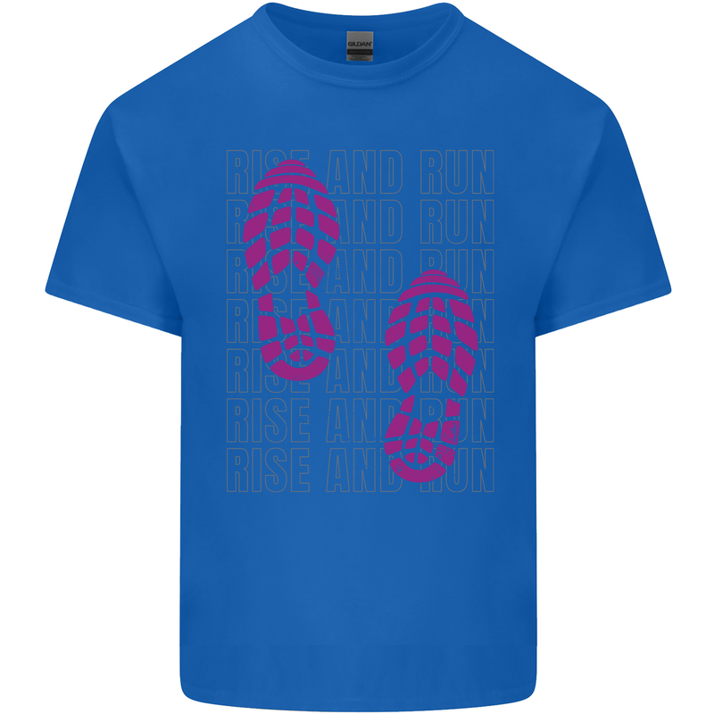 Rise & Run Running Cross Country Marathon Runner Mens Cotton T-Shirt Tee Top Royal Blue