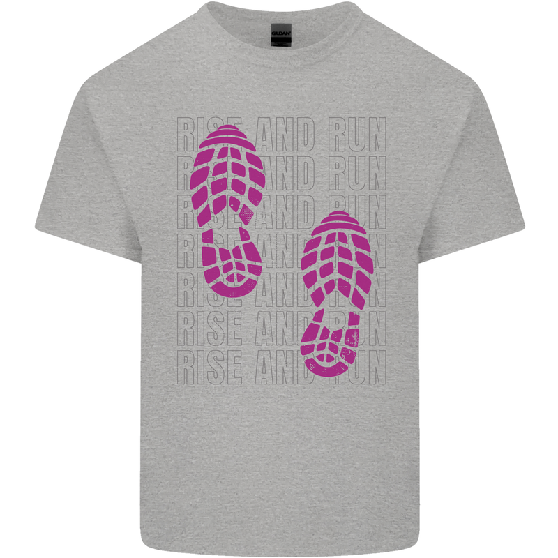 Rise & Run Running Cross Country Marathon Runner Mens Cotton T-Shirt Tee Top Sports Grey