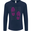 Rise & Run Running Cross Country Marathon Runner Mens Long Sleeve T-Shirt Navy Blue