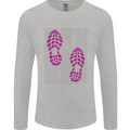 Rise & Run Running Cross Country Marathon Runner Mens Long Sleeve T-Shirt Sports Grey