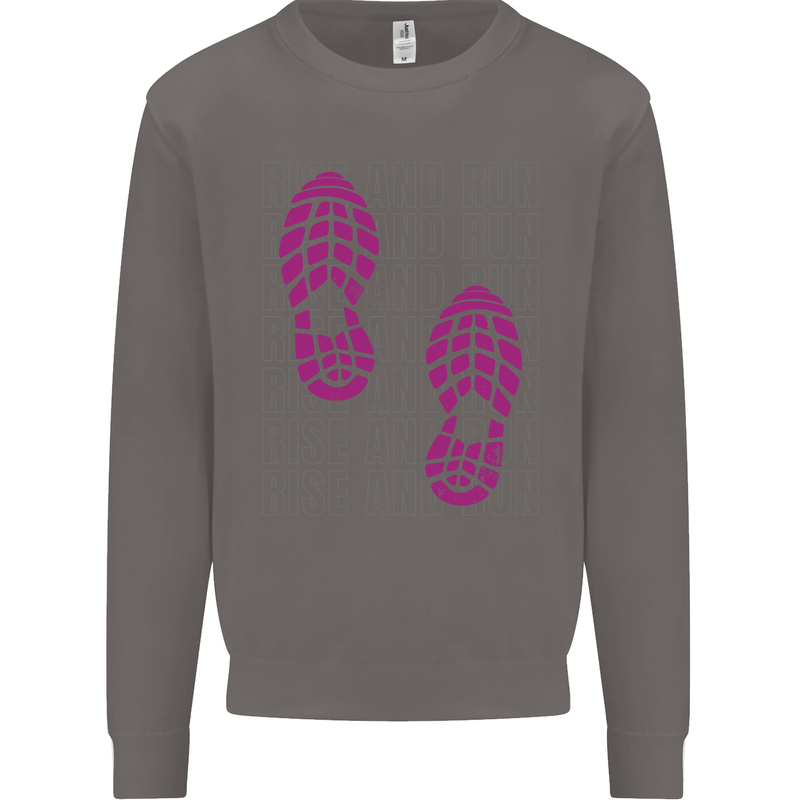 Rise & Run Running Cross Country Marathon Runner Mens Sweatshirt Jumper Charcoal
