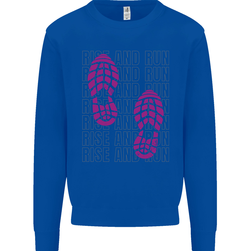 Rise & Run Running Cross Country Marathon Runner Mens Sweatshirt Jumper Royal Blue