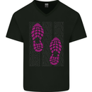 Rise & Run Running Cross Country Marathon Runner Mens V-Neck Cotton T-Shirt Black