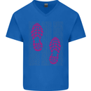 Rise & Run Running Cross Country Marathon Runner Mens V-Neck Cotton T-Shirt Royal Blue