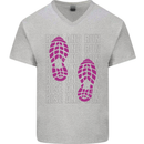 Rise & Run Running Cross Country Marathon Runner Mens V-Neck Cotton T-Shirt Sports Grey