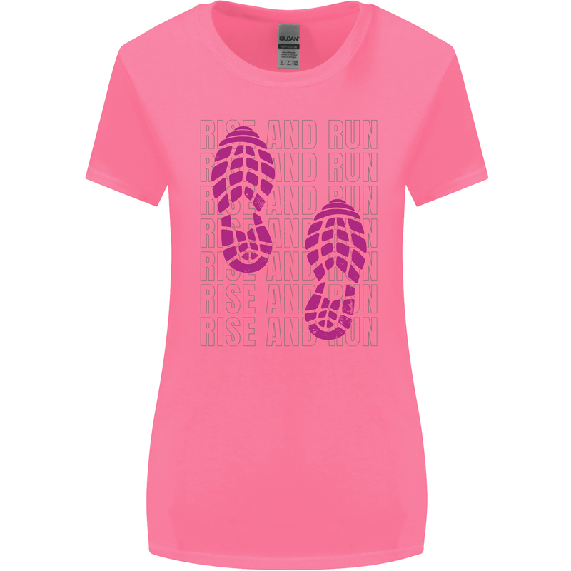 Rise & Run Running Cross Country Marathon Runner Womens Wider Cut T-Shirt Azalea